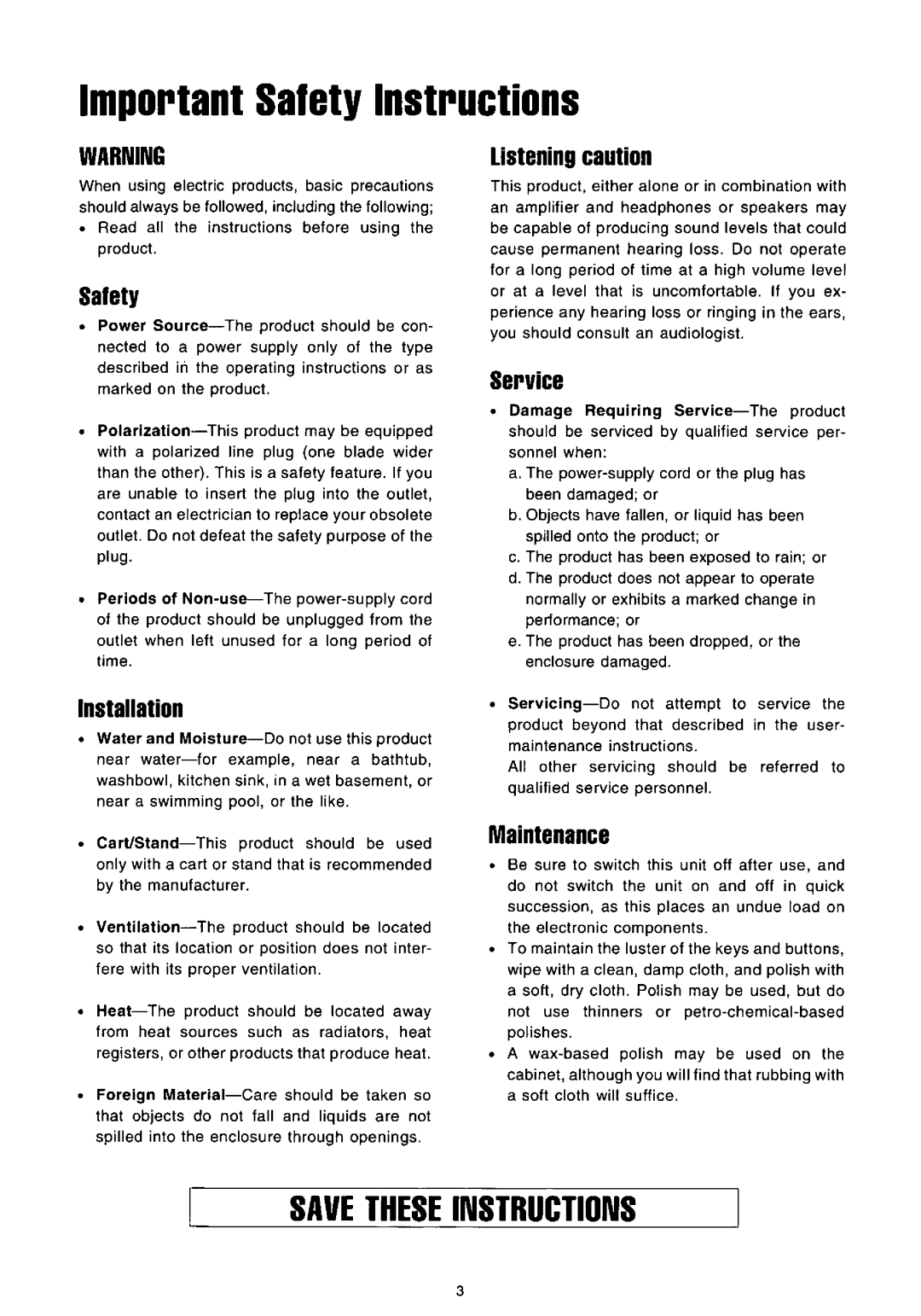 Technics SX-PC12 manual 