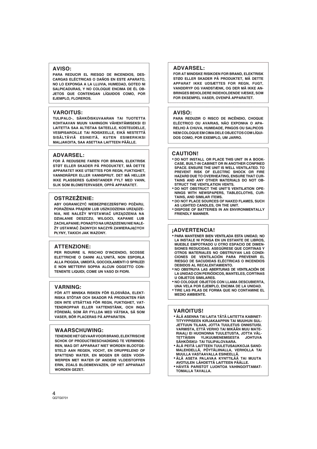 Technics SX-PR54/M operating instructions QQTG0701 