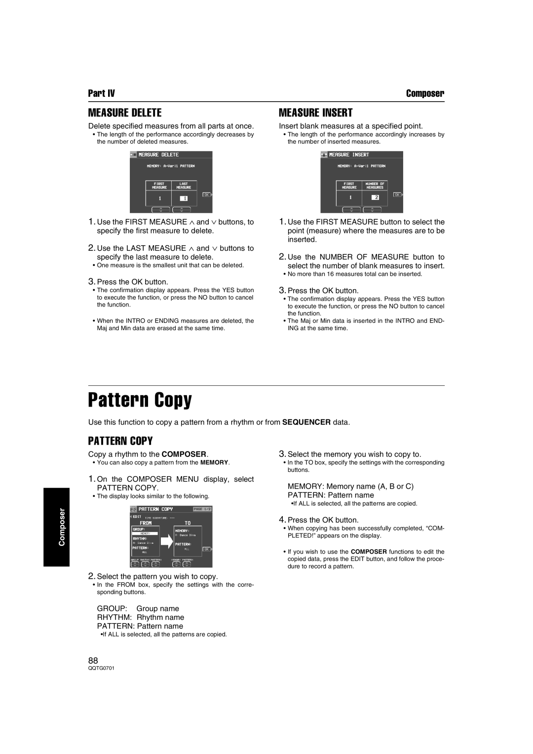 Technics SX-PR54/M operating instructions Pattern Copy 