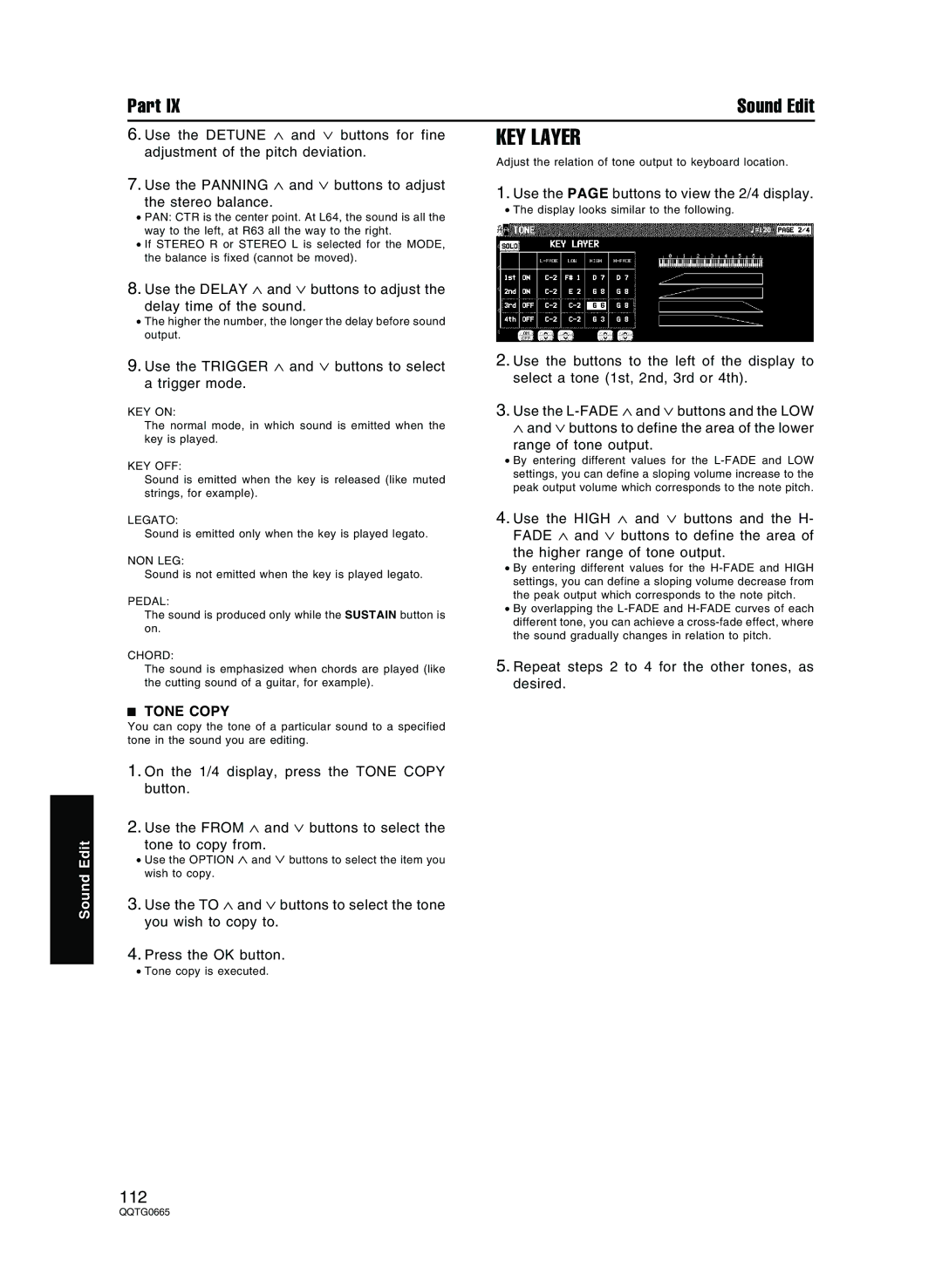 Technics sx-PR604/M, sx-PR804/M operating instructions KEY Layer, Tone Copy 