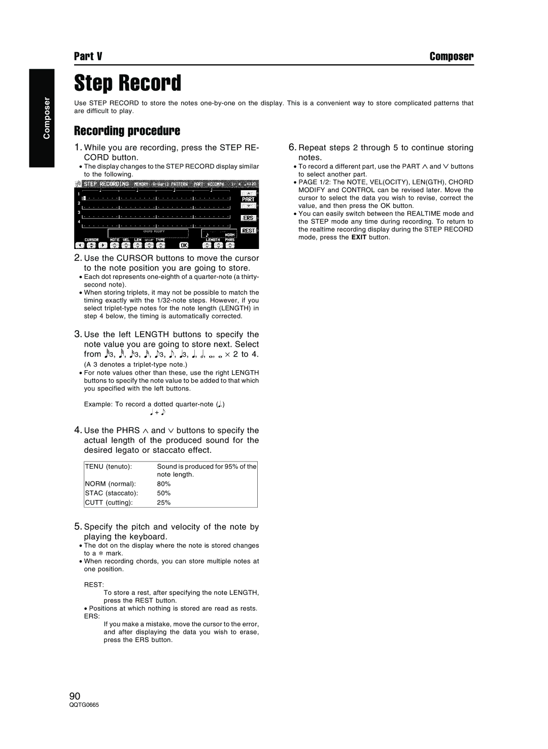 Technics sx-PR604/M While you are recording, press the Step RE Cord button, Repeat steps 2 through 5 to continue storing 