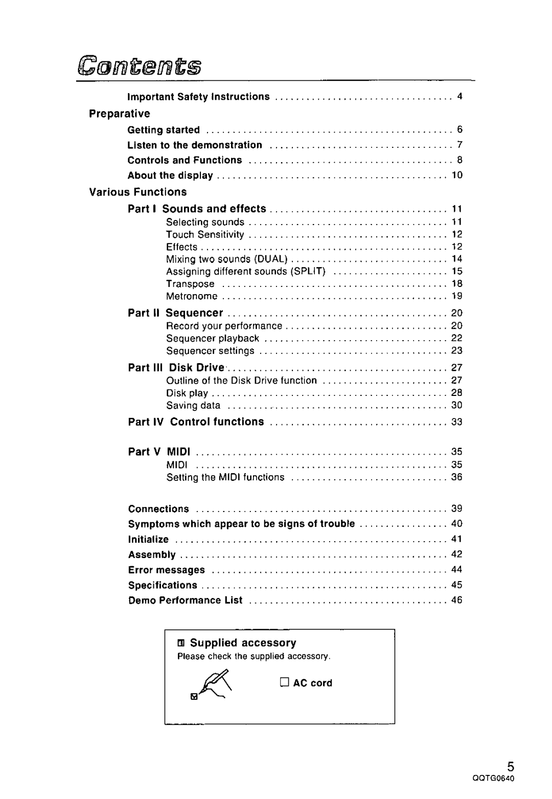 Technics SX-PX665 manual 