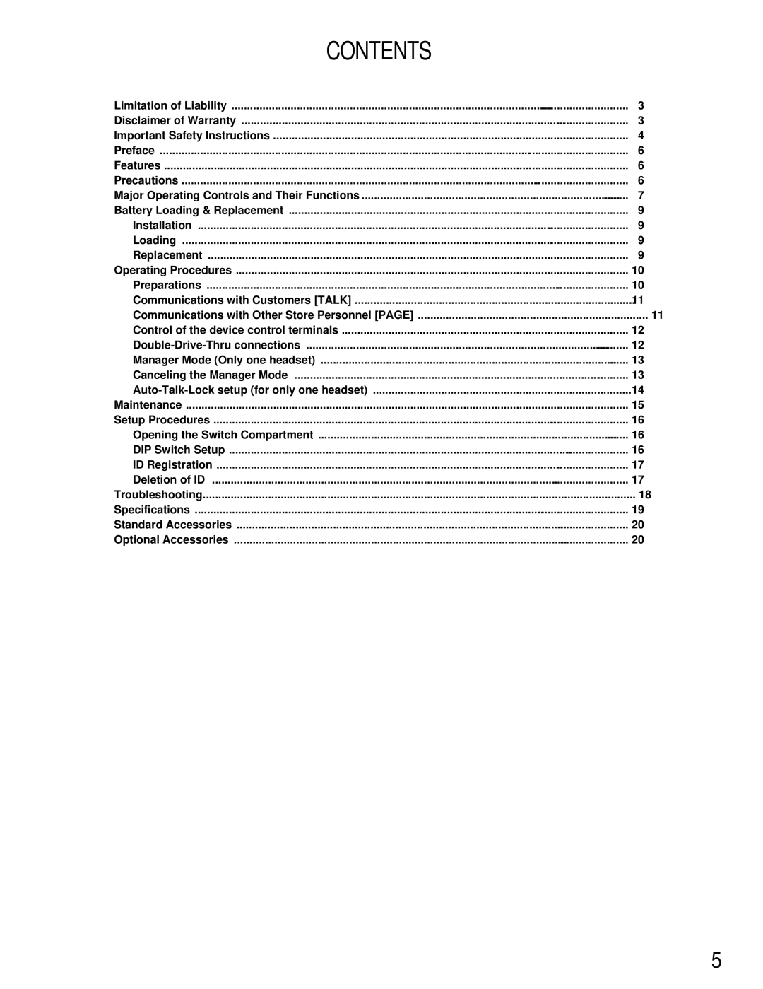 Technics WX-H3050 manual Contents 