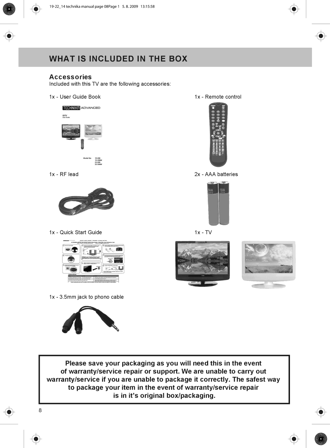 Technika 22-208W, 19-208W manual What is Included in the BOX, Accessories 