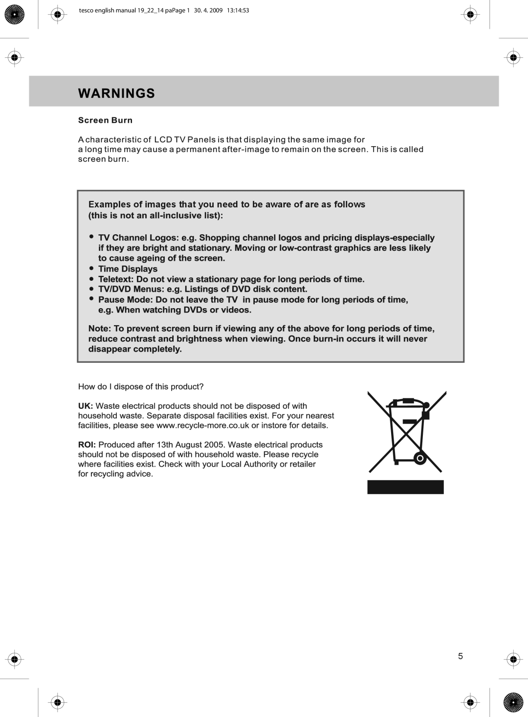 Technika 19-208W, 22-208W Tesco english manual 192214 paPage 1 30 