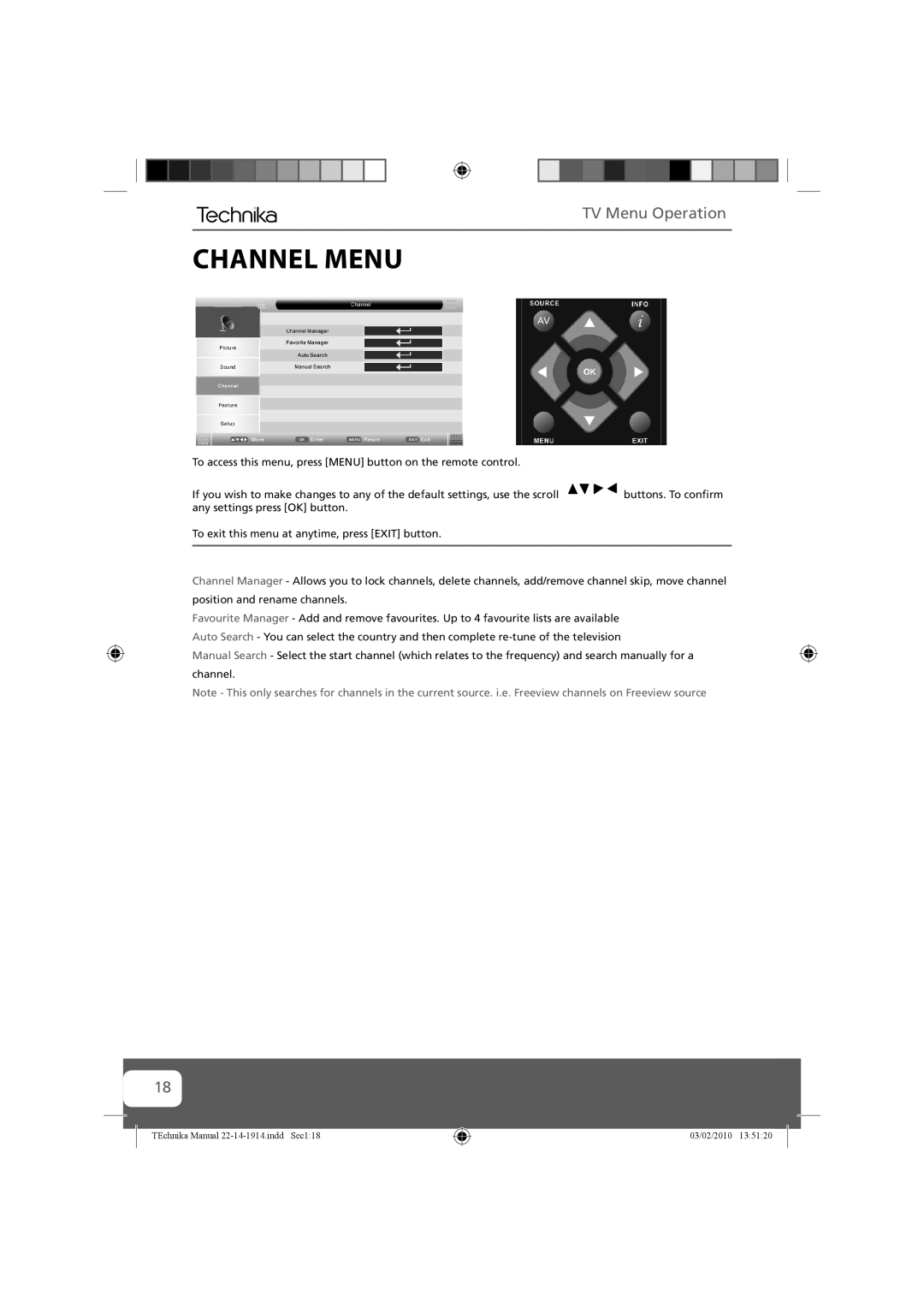 Technika 19-208E, 19-208WE, 22-208WE, 22-208E manual Channel Menu 