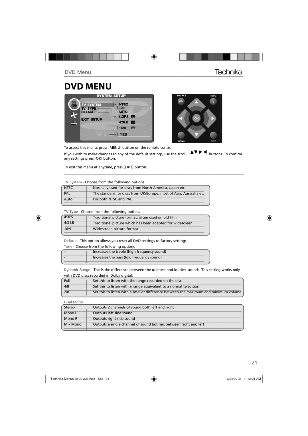 Technika 22-228, 19-228 manual DVD Menu 