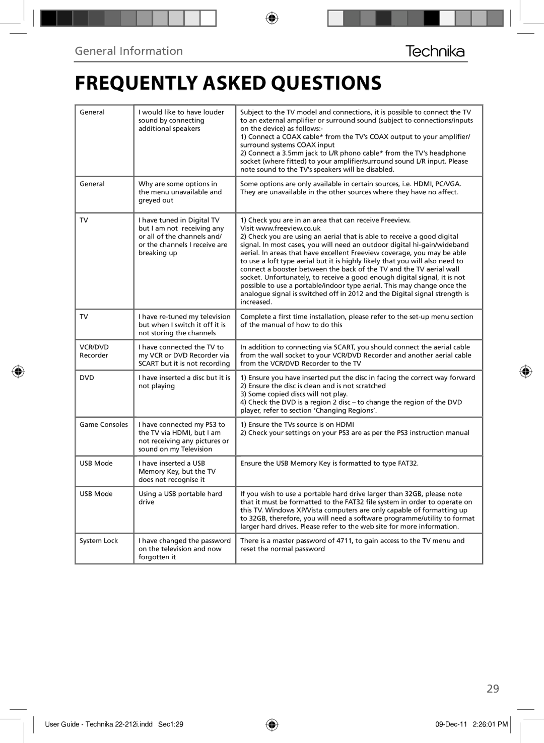 Technika 22-212i manual Frequently Asked Questions, Vcr/Dvd 