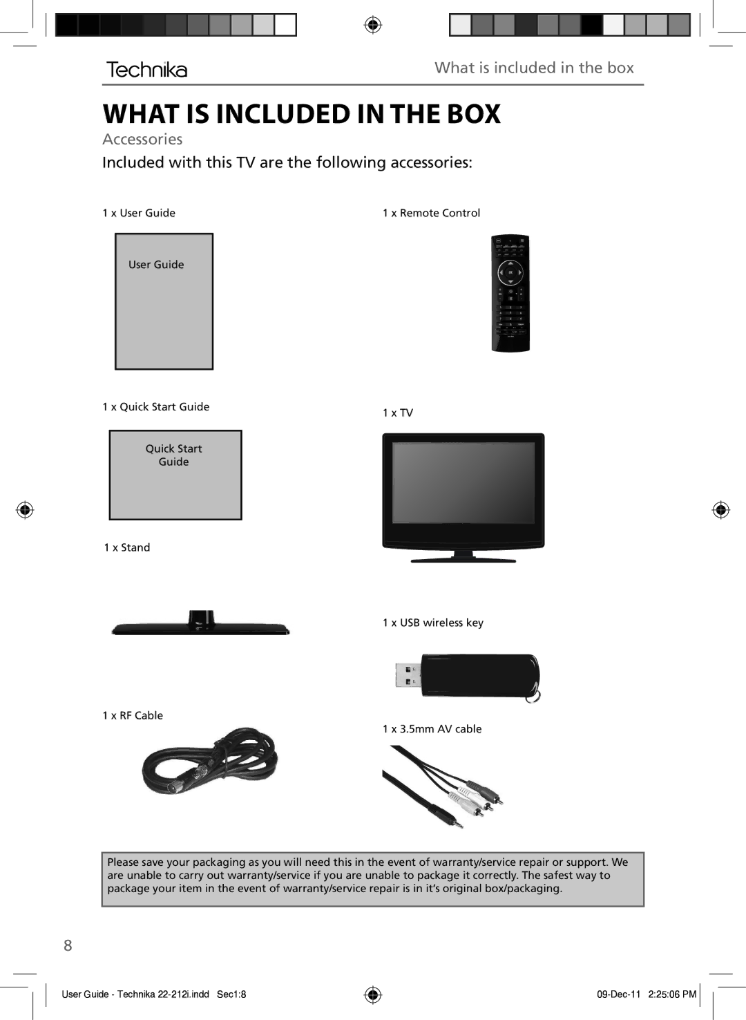 Technika 22-212i manual What is Included in the BOX, What is included in the box, Accessories 