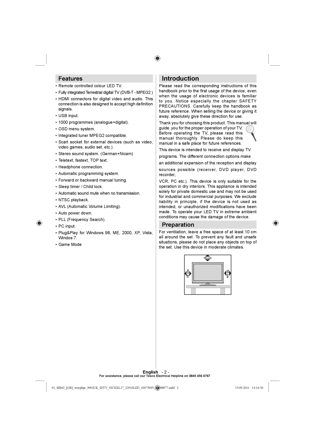 Technika 22-880 operating instructions Introduction, Features, Preparation, English 