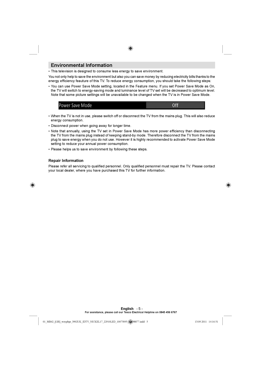 Technika 22-880 operating instructions Environmental Information, Repair Information 