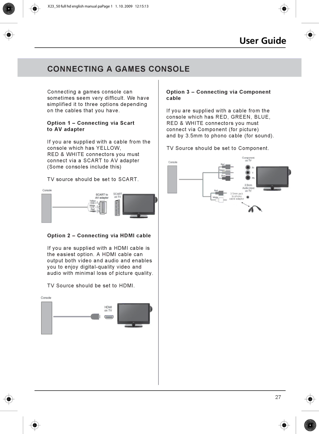 Technika 23-230 manual Connecting a Games Console 