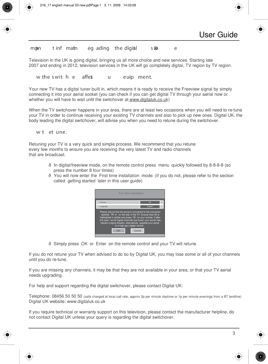 Technika 23-230 manual Important information regarding the digital TV switchover 