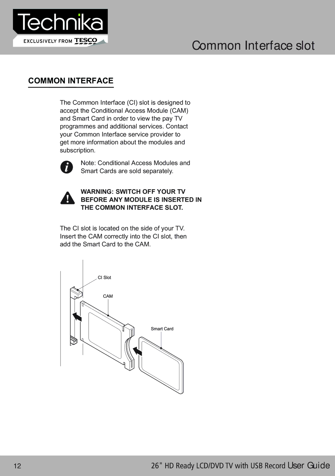 Technika 26-622 manual Common Interface slot 