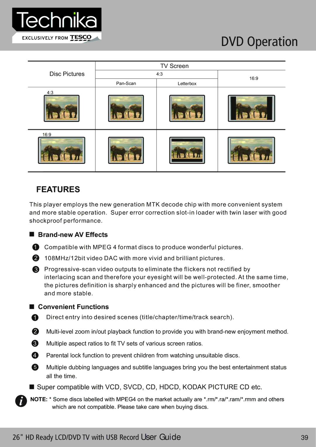 Technika 26-622 manual Features 