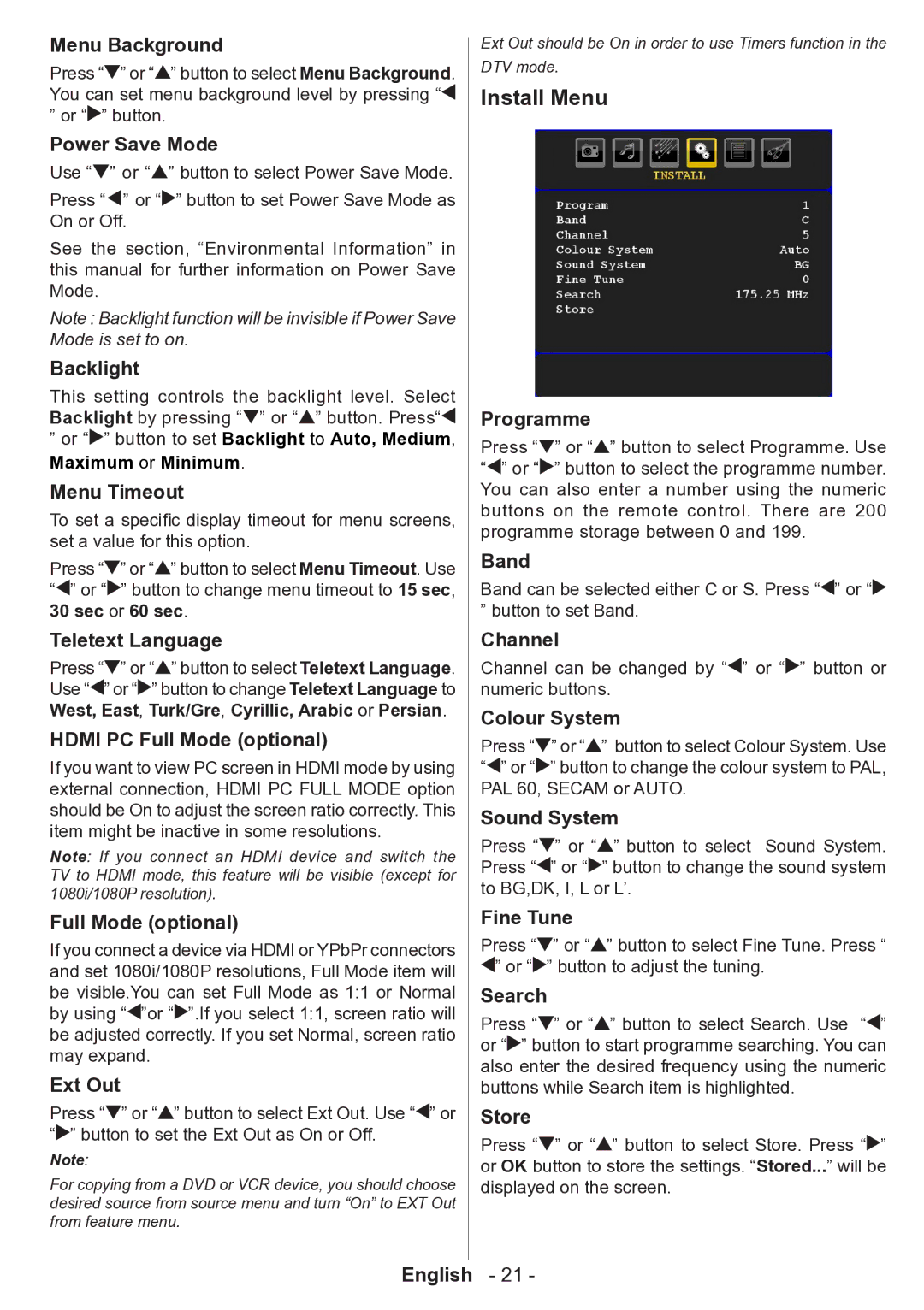 Technika 32-2010 manual Install Menu 