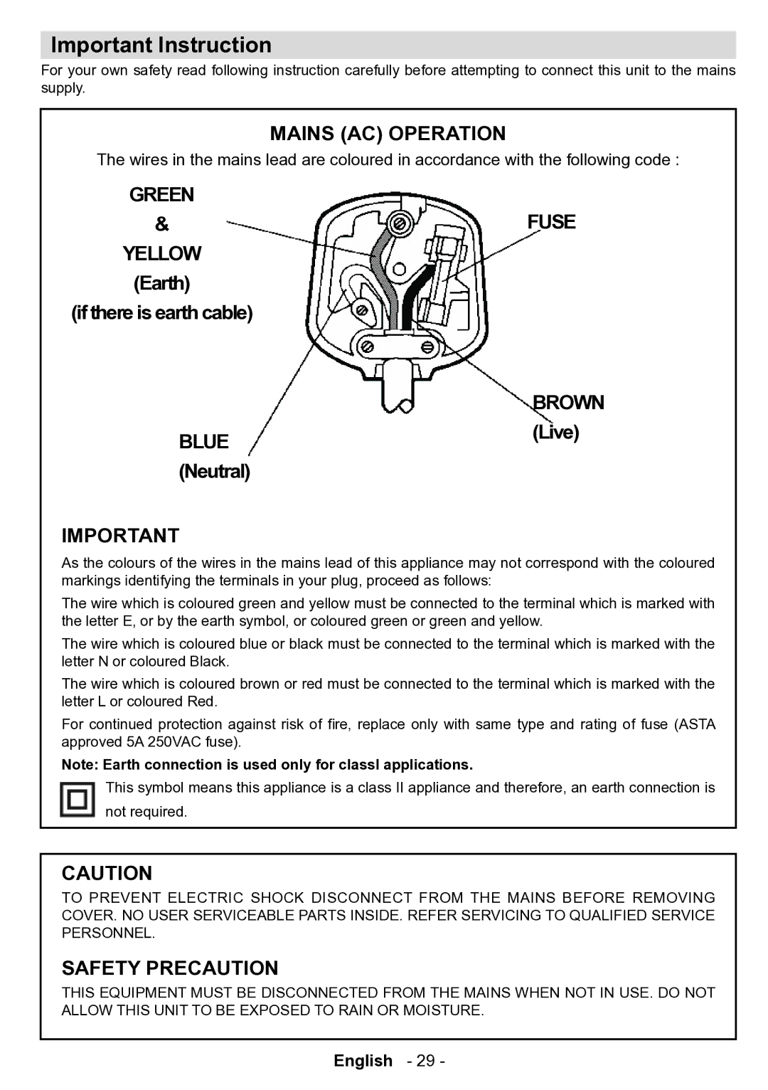 Technika 32-2010 manual Important Instruction, Brown 