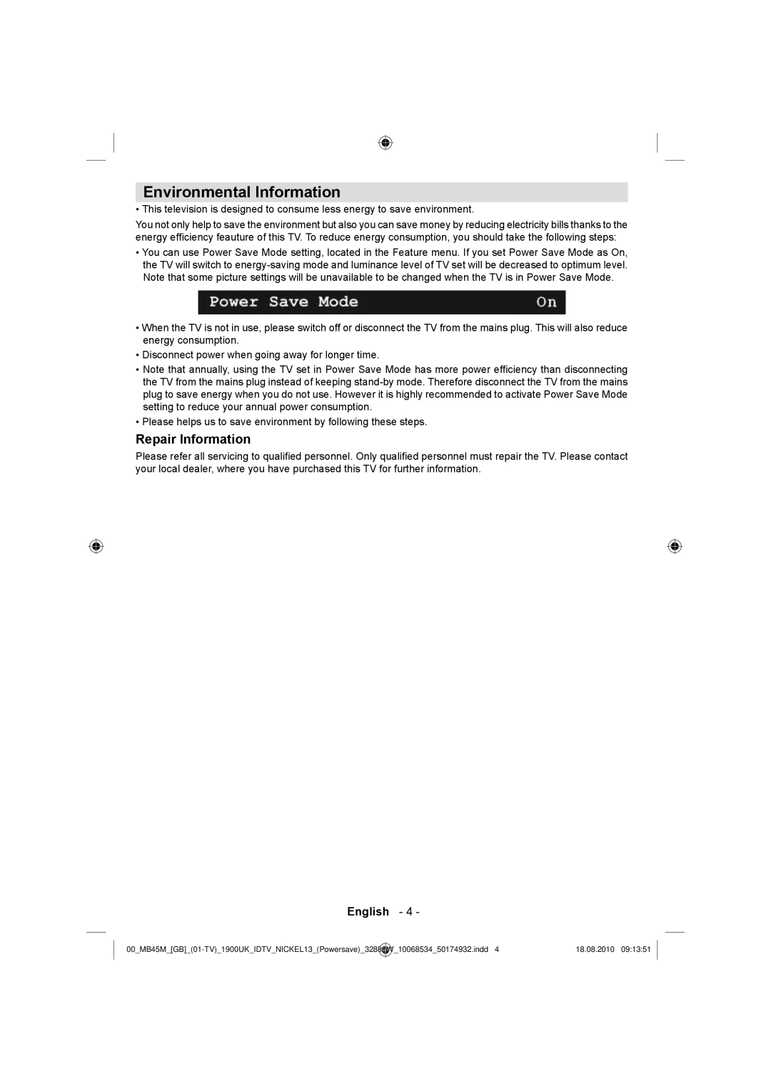 Technika 32-2011 manual Environmental Information, Repair Information 