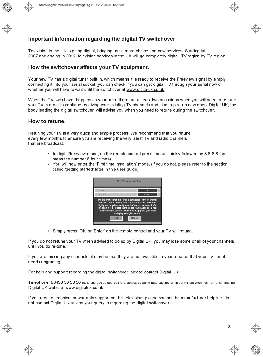 Technika 32-250 manual Important information regarding the digital TV switchover 