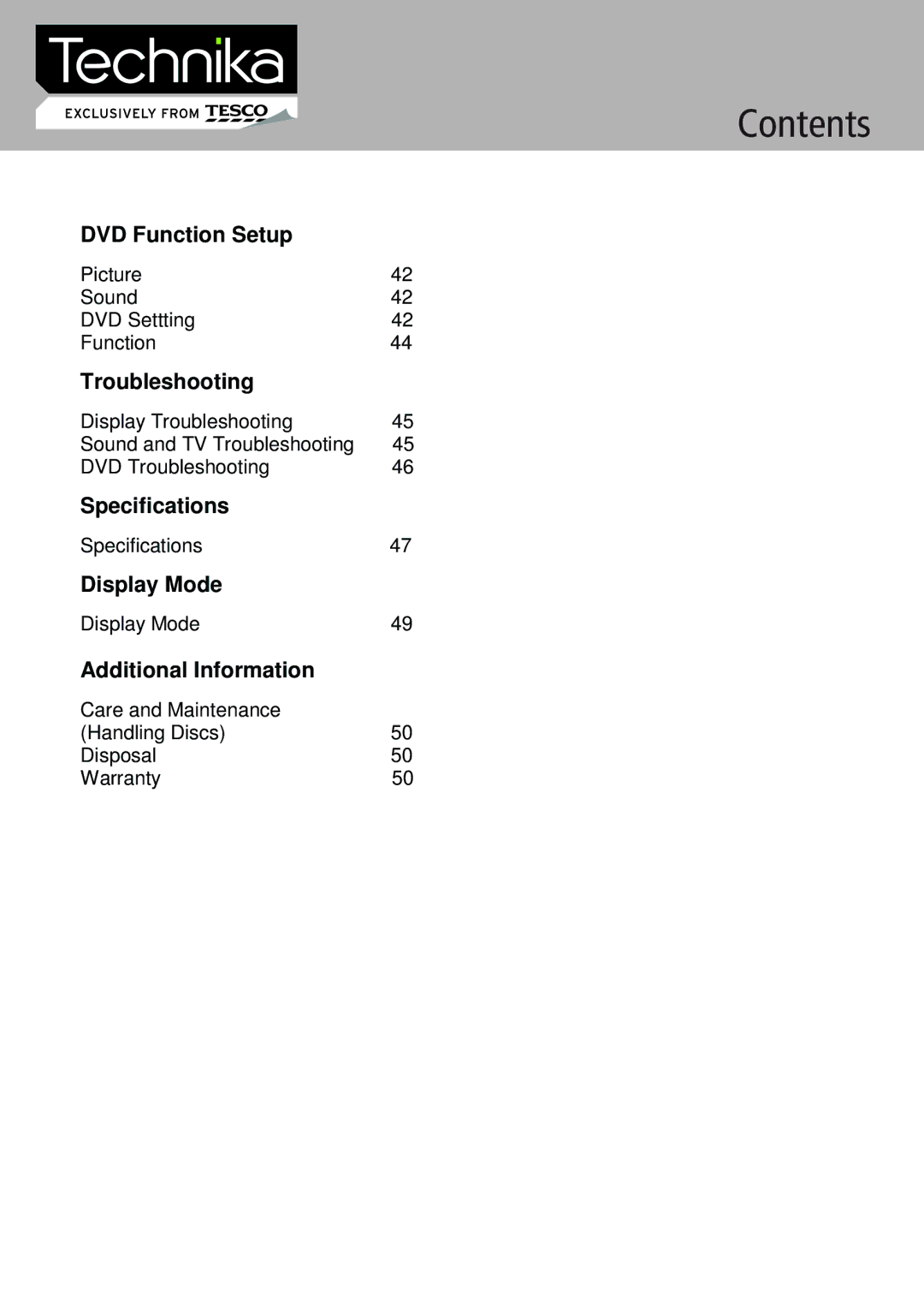 Technika 32-612 manual Contents 