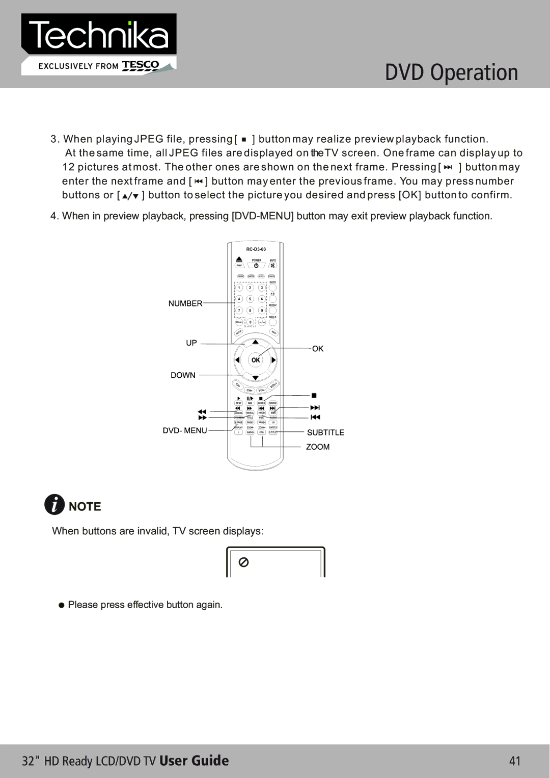 Technika 32-612 manual Please press effective button again 