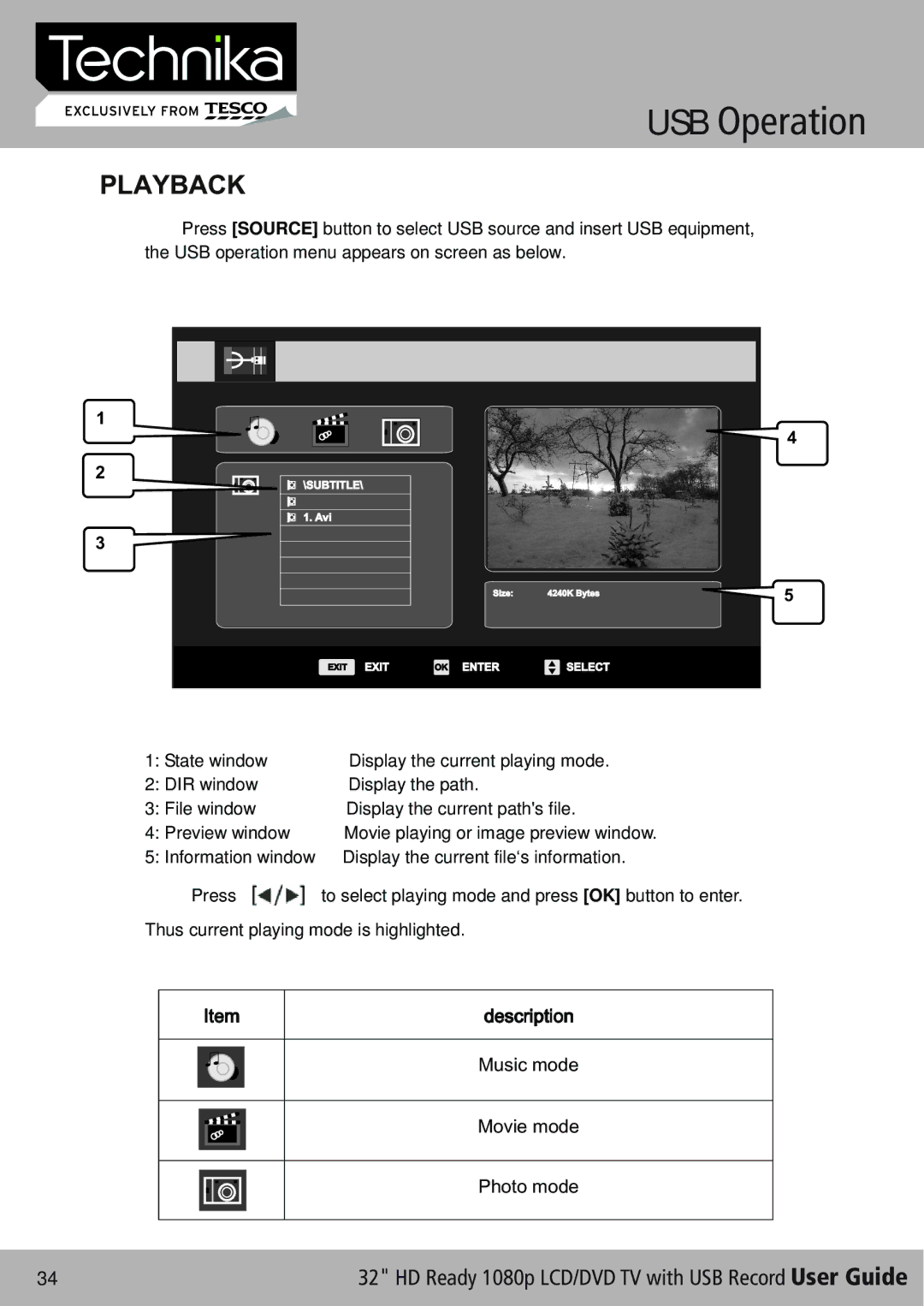 Technika 32-630 manual Playback 