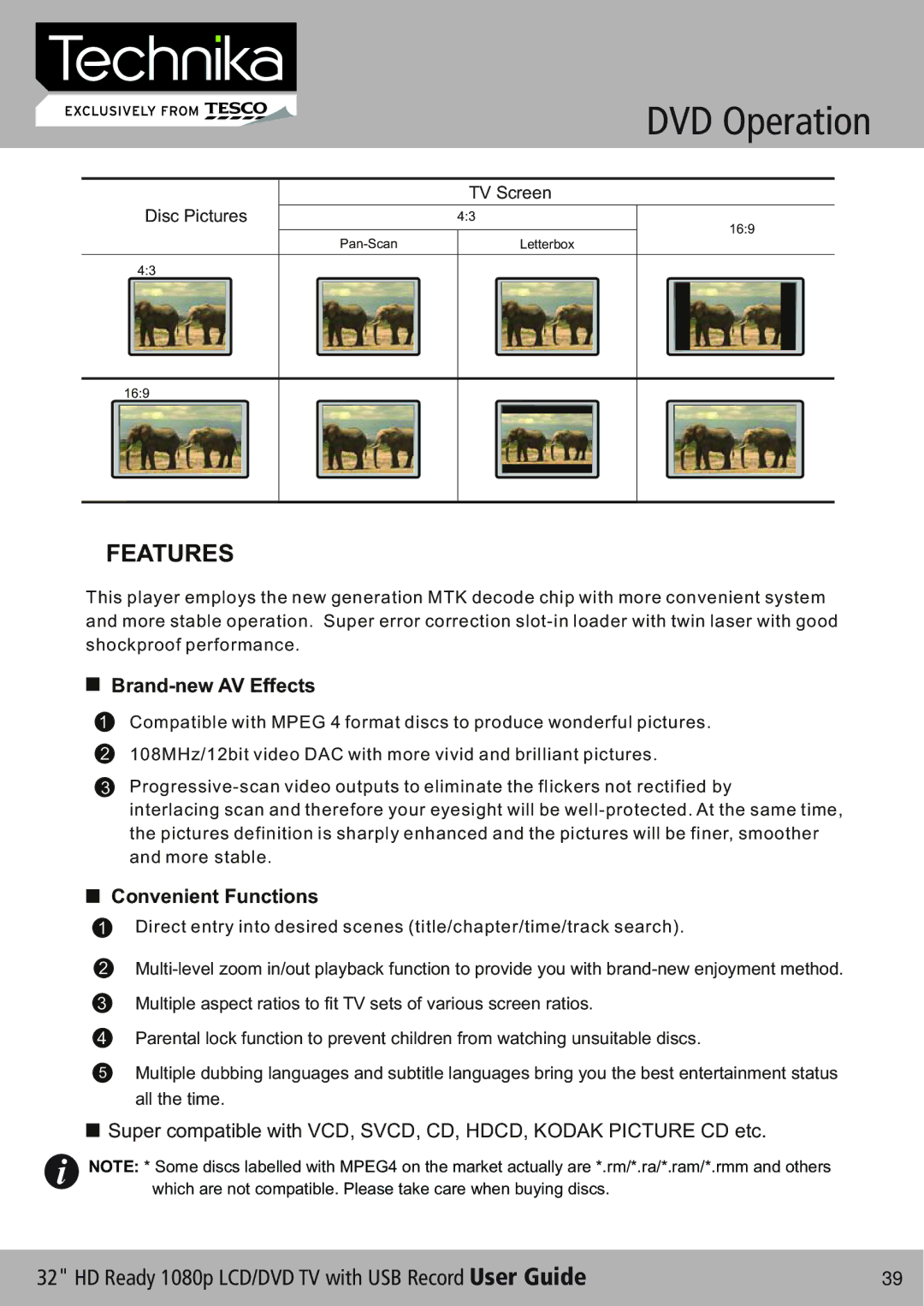 Technika 32-630 manual Features 