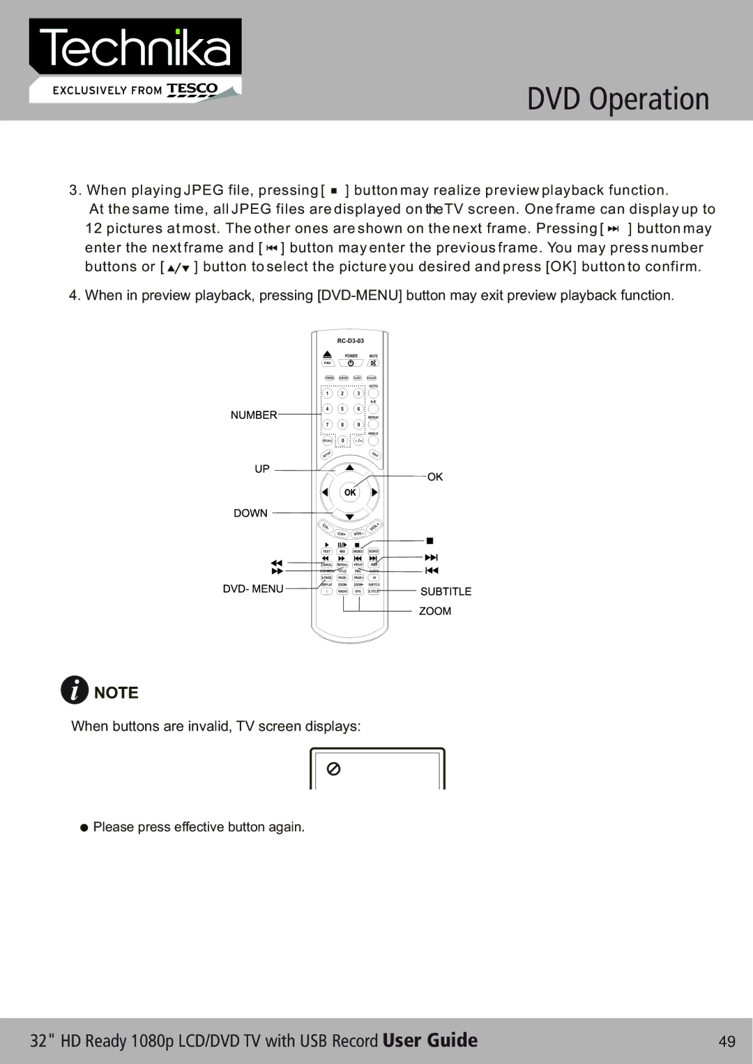 Technika 32-630 manual Please press effective button again 