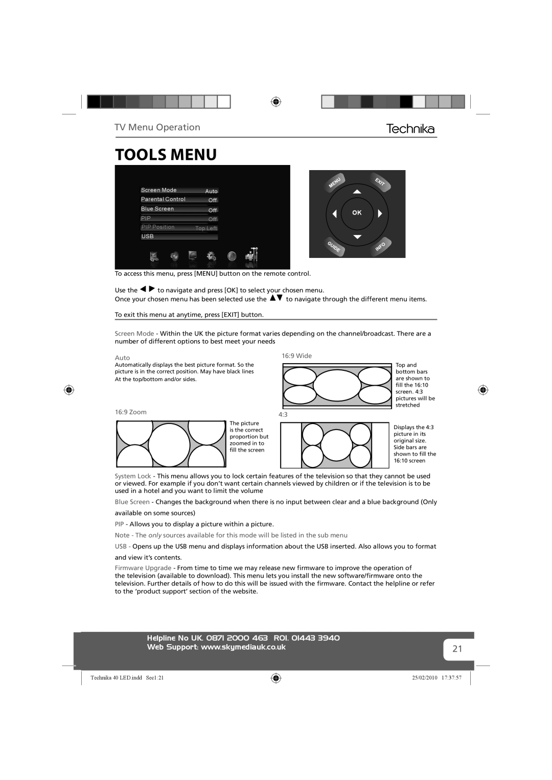 Technika 40-260 manual Tools Menu, Auto 