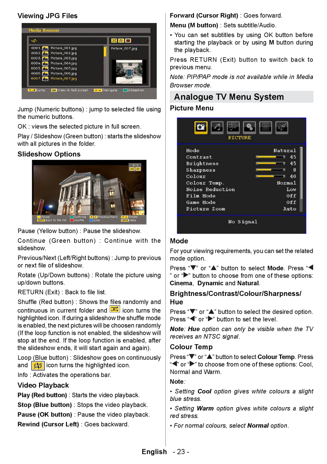 Technika 42-2020 manual Analogue TV Menu System 