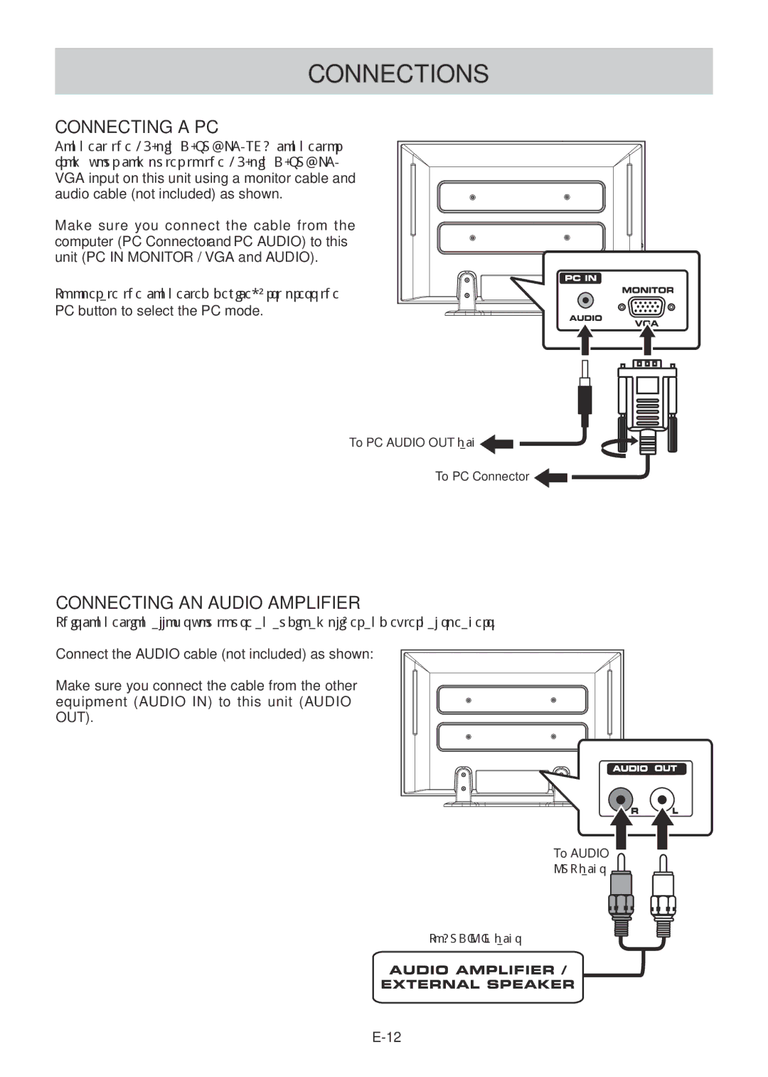 Technika 42-502 manual Connecting a PC, Connecting AN Audio Amplifier 