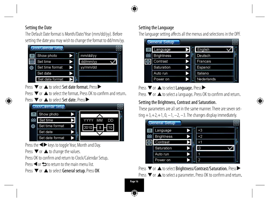 Technika A700 manual Setting the Date, Setting the Language, To select Set date format. Press, To select Set date. Press 