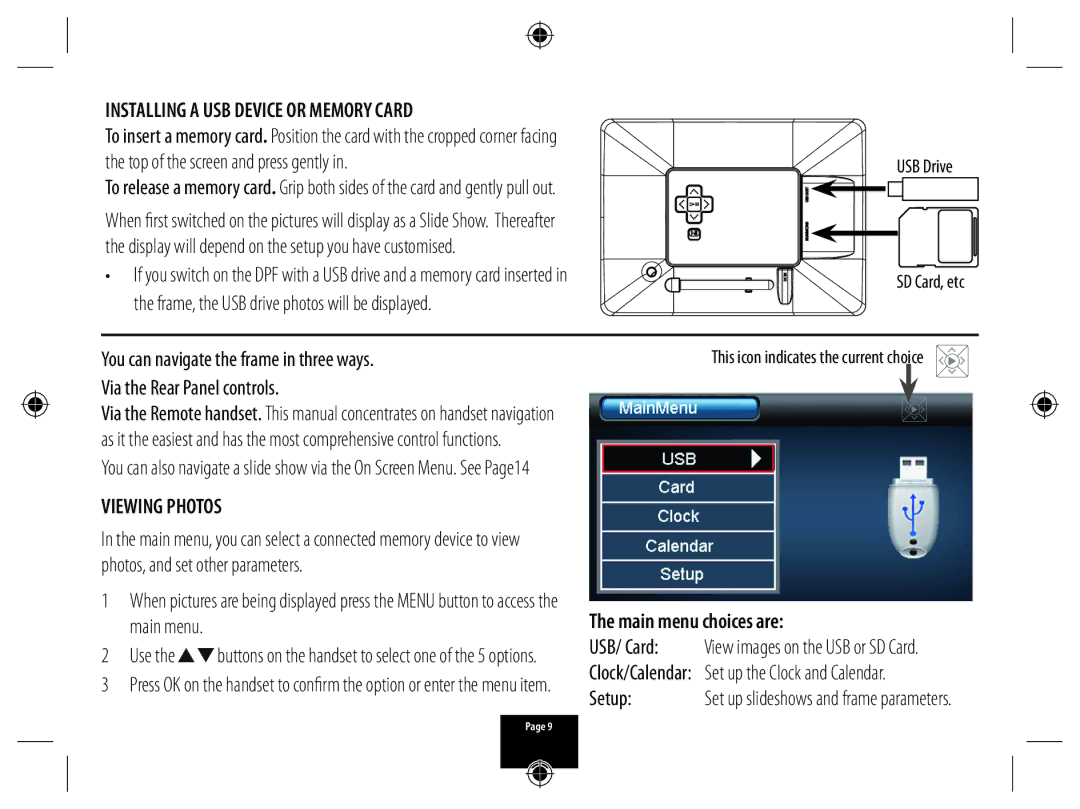 Technika A700 manual Installing a USB Device or Memory Card, Viewing Photos, USB Drive SD Card, etc 