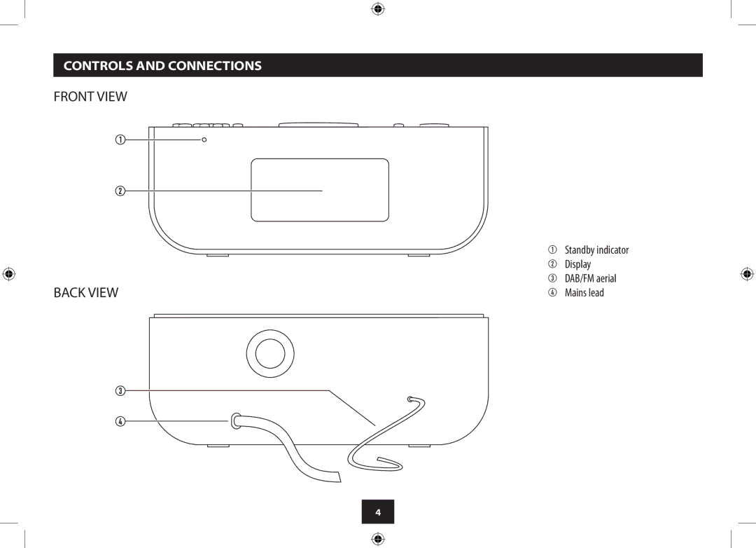 Technika CR121DAB manual Back View, DAB/FM aerial 