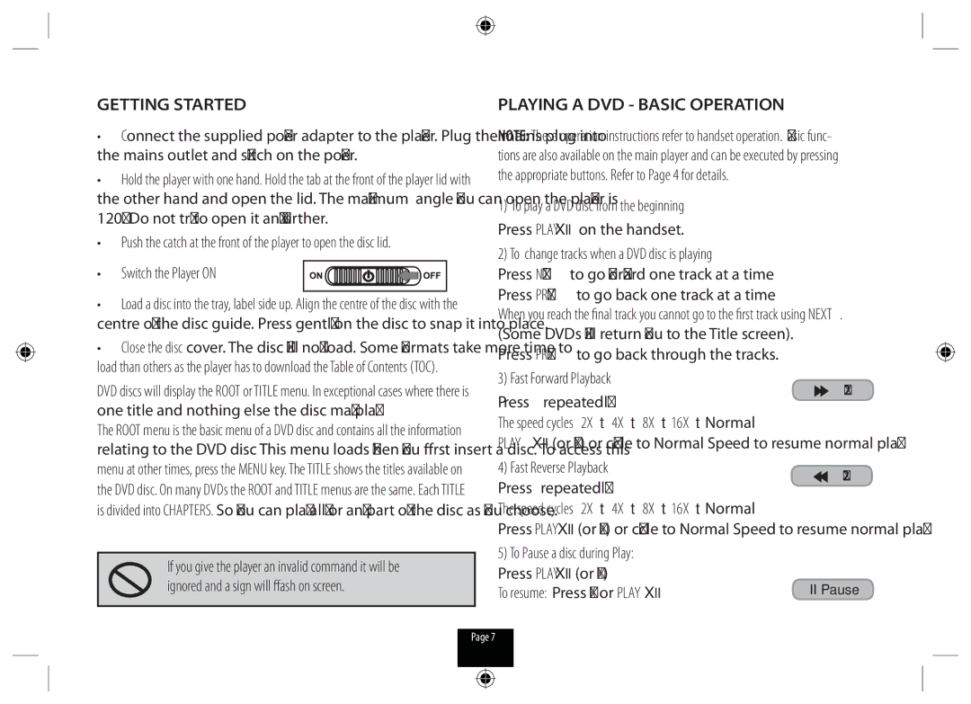 Technika DPDVD7 manual Getting Started, Playing a DVD Basic Operation 