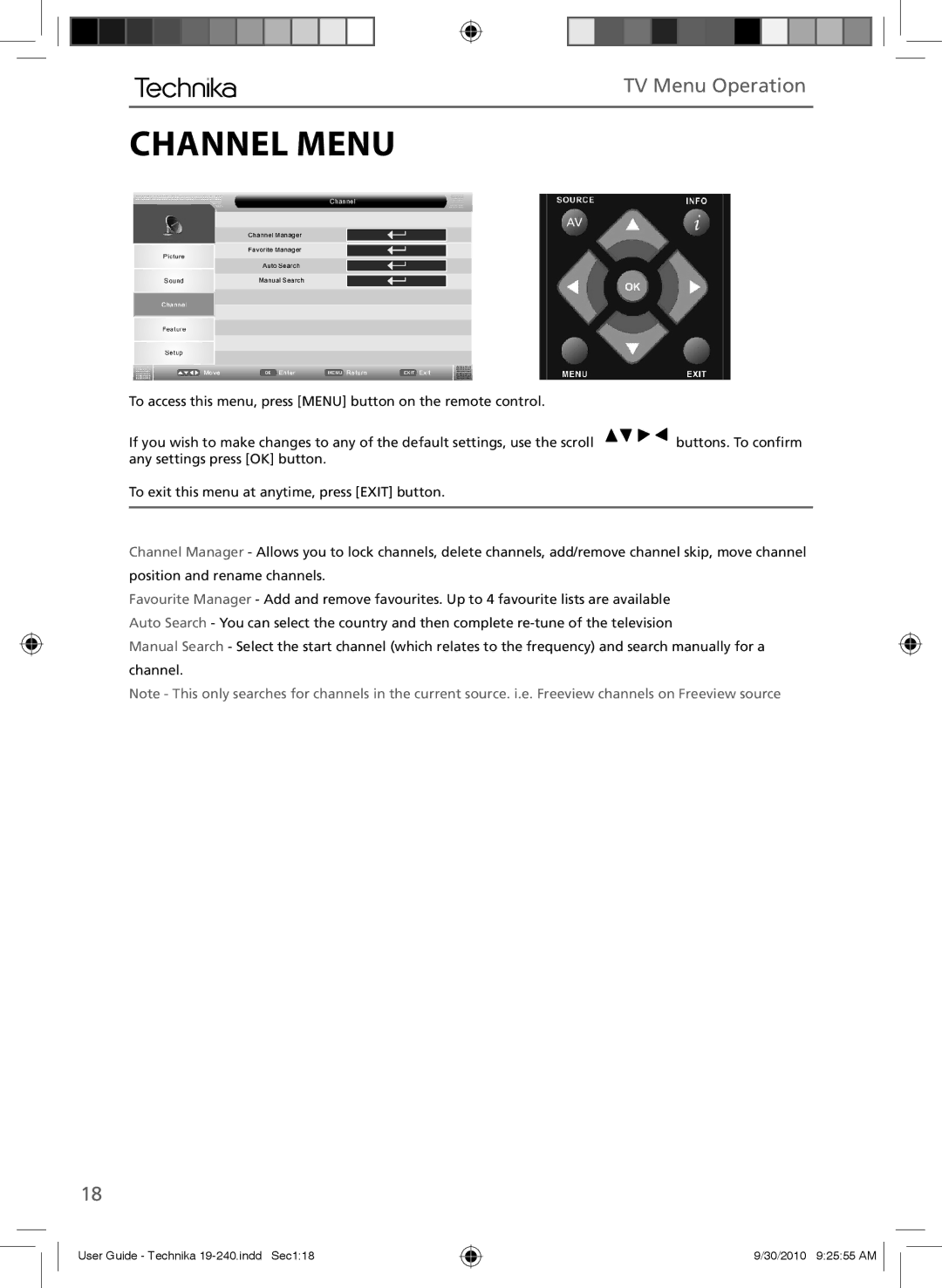 Technika LCD 19-240 manual Channel Menu 