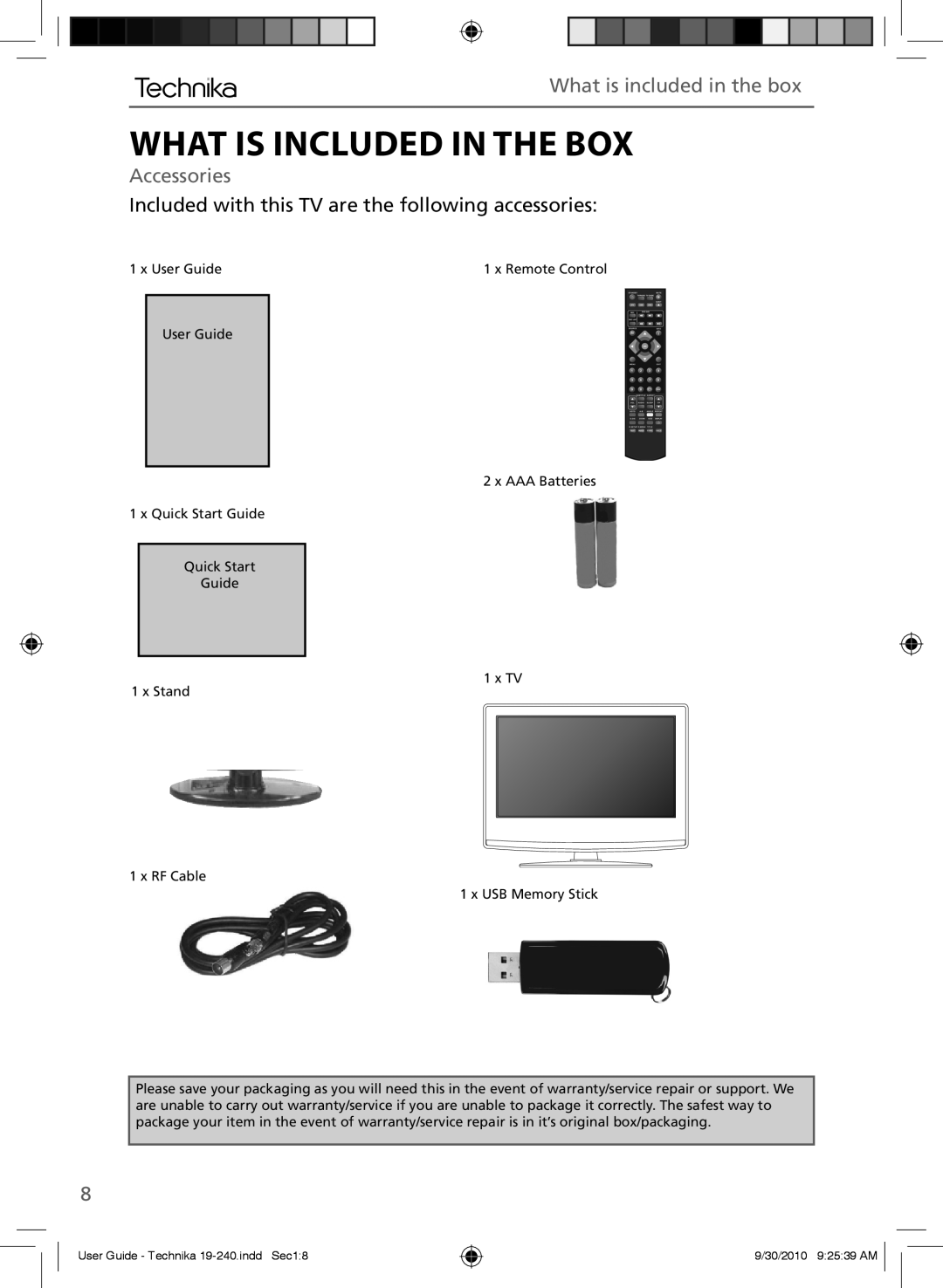 Technika LCD 19-240 manual What Is Included In The Box, What is included in the box, Accessories 