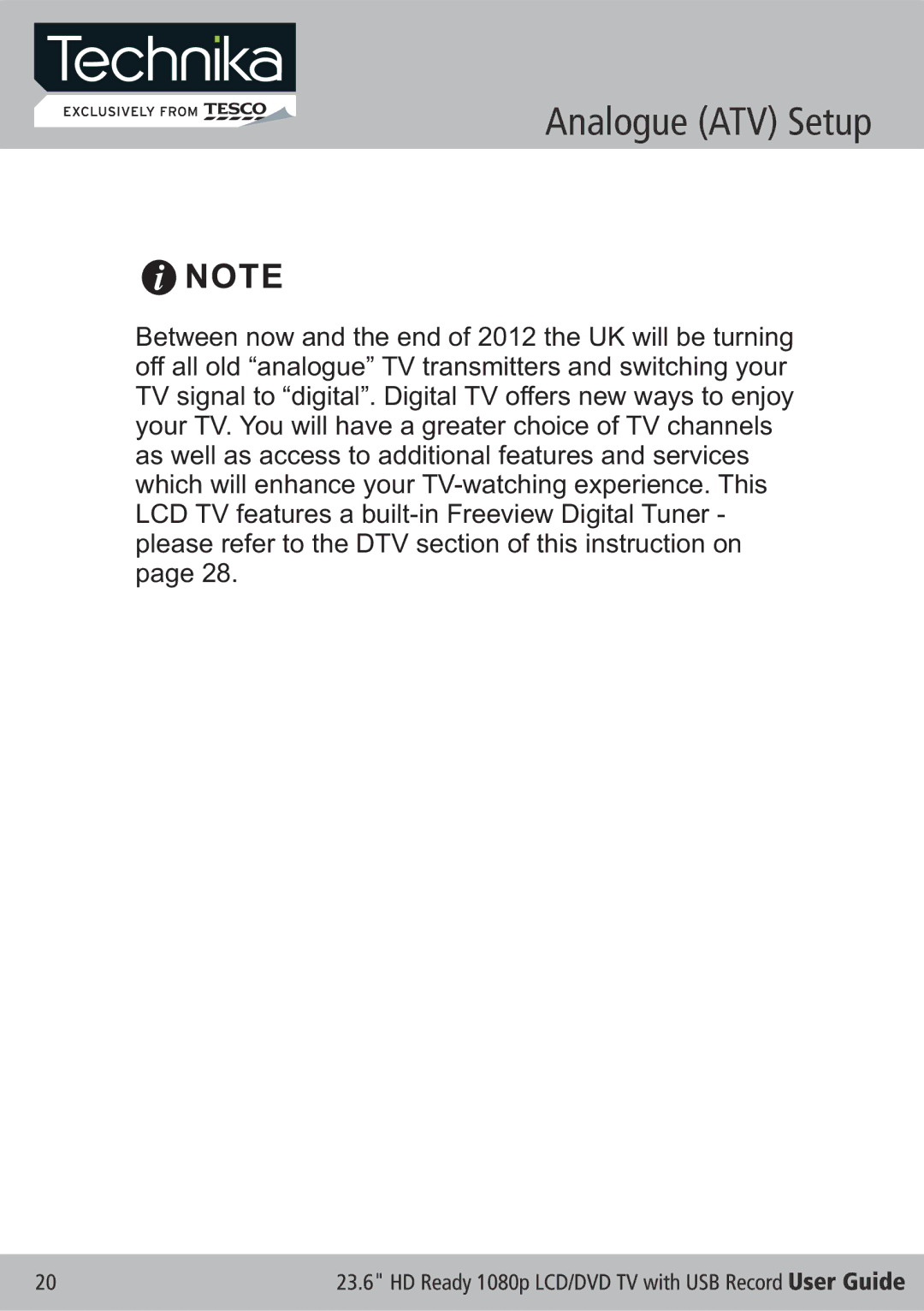 Technika LCD 24-621 manual Analogue ATV Setup 