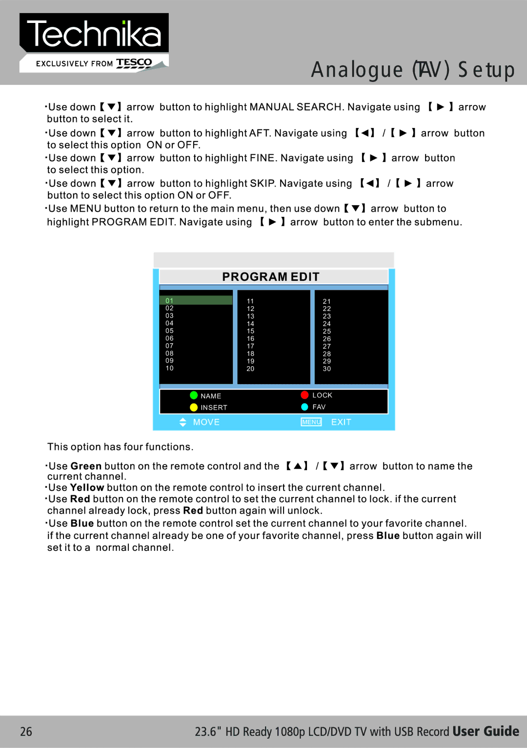 Technika LCD 24-621 manual Program Edit 