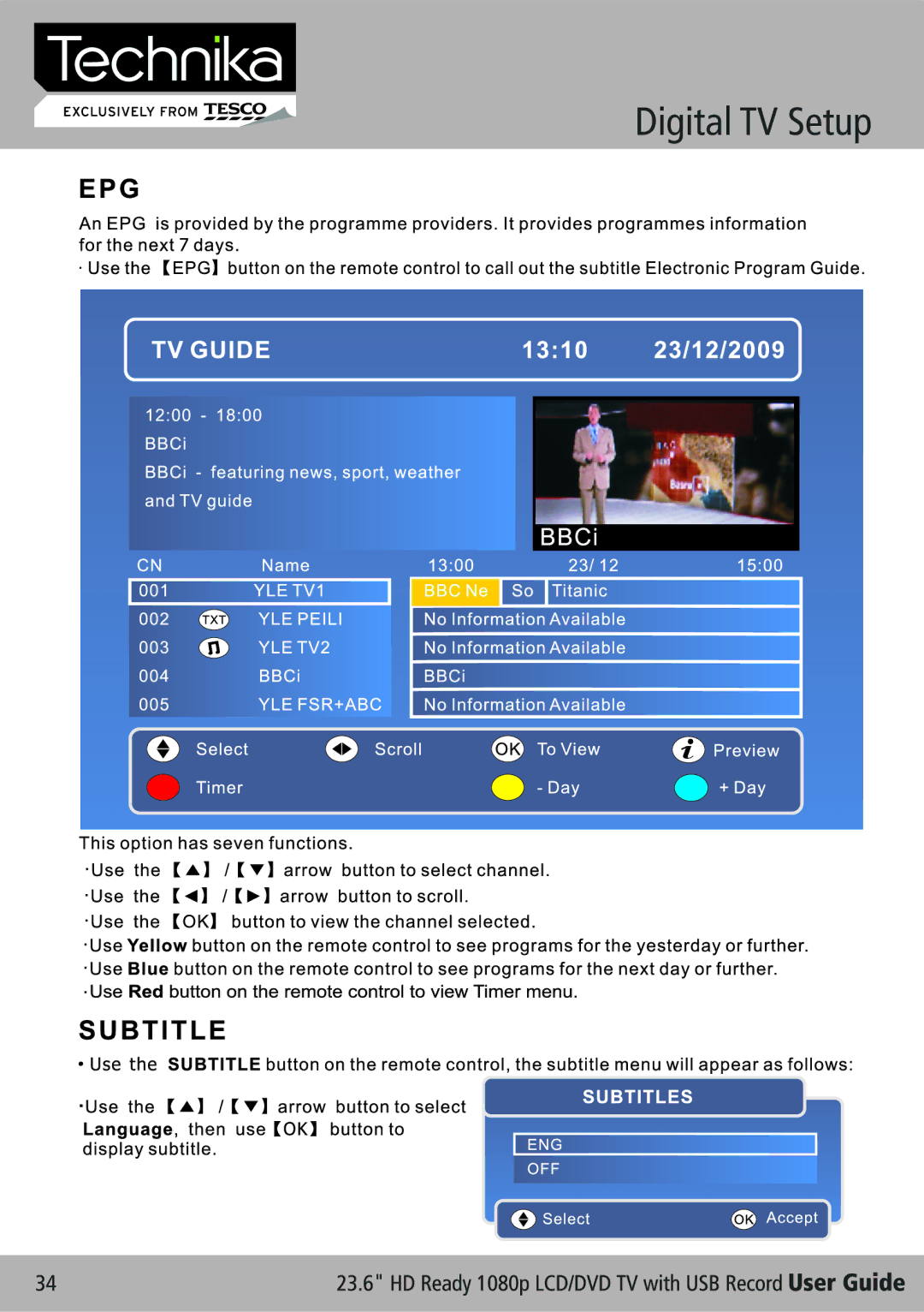 Technika LCD 24-621 manual Digital TV Setup 