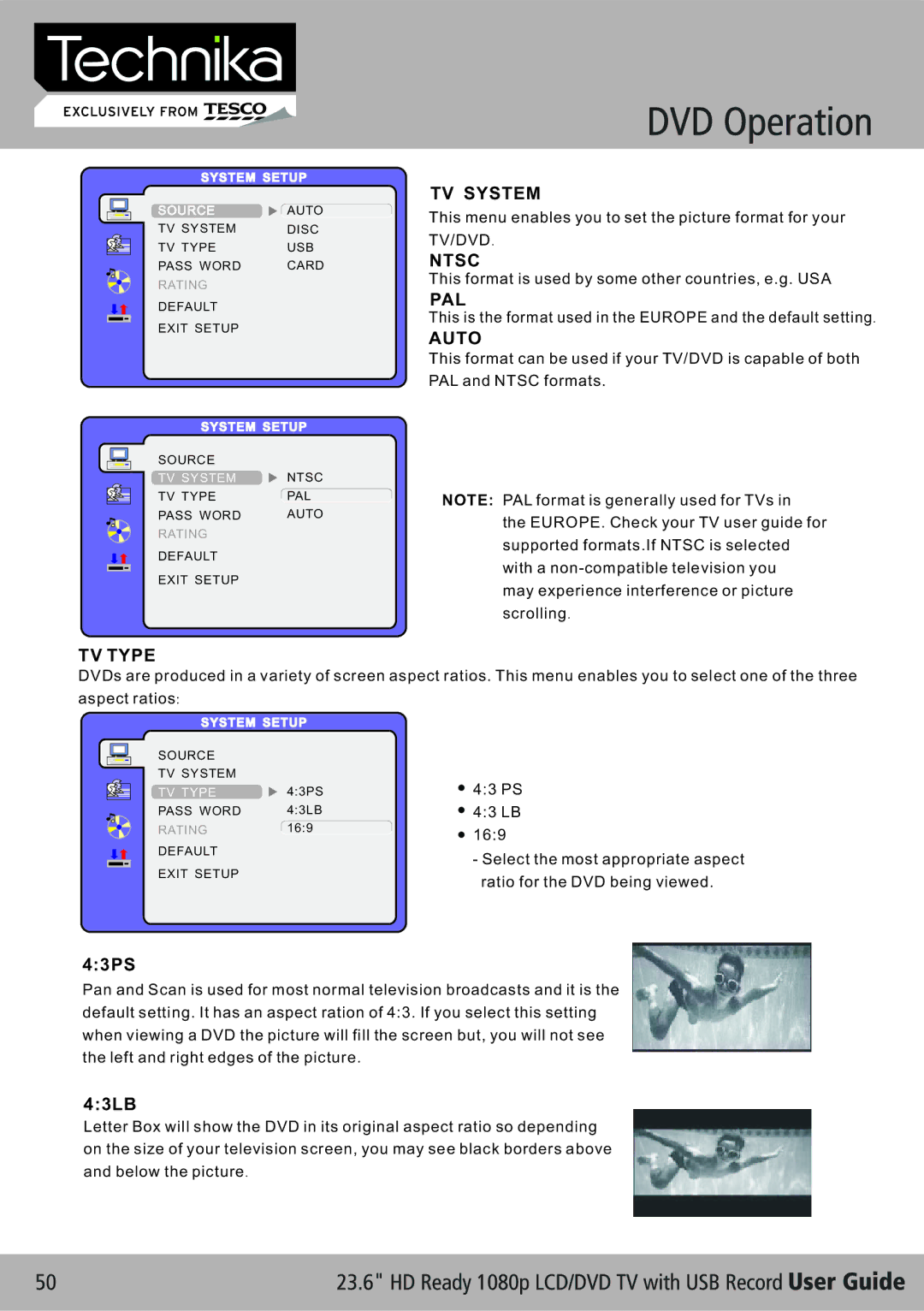 Technika LCD 24-621 manual TV System 