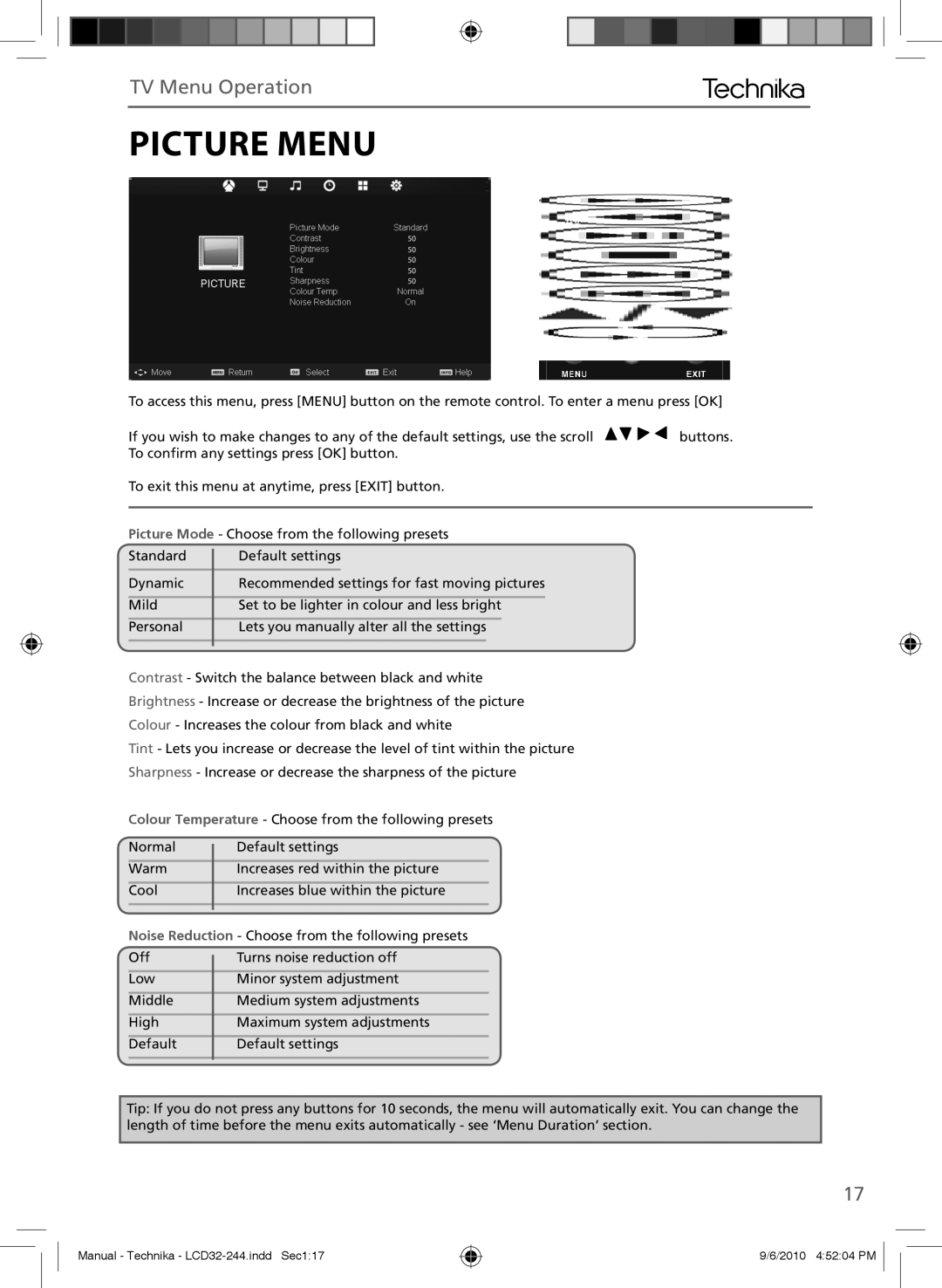 Technika LCD 32-244 manual Picture Menu 