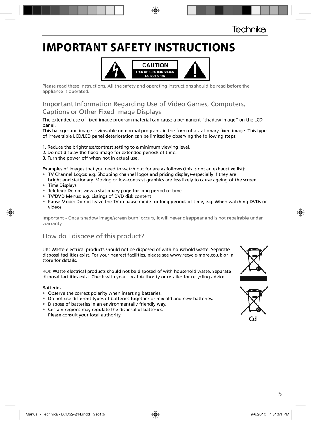 Technika LCD 32-244 manual How do I dispose of this product? 