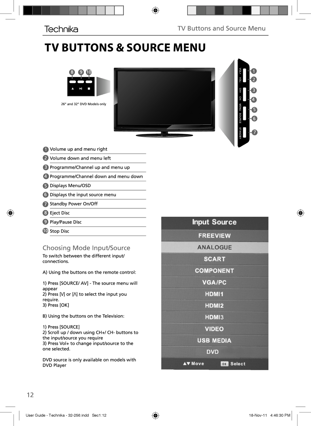 Technika LCD 32-256 manual User Guide Technika 32-256.indd Sec112 Nov-11 44630 PM 