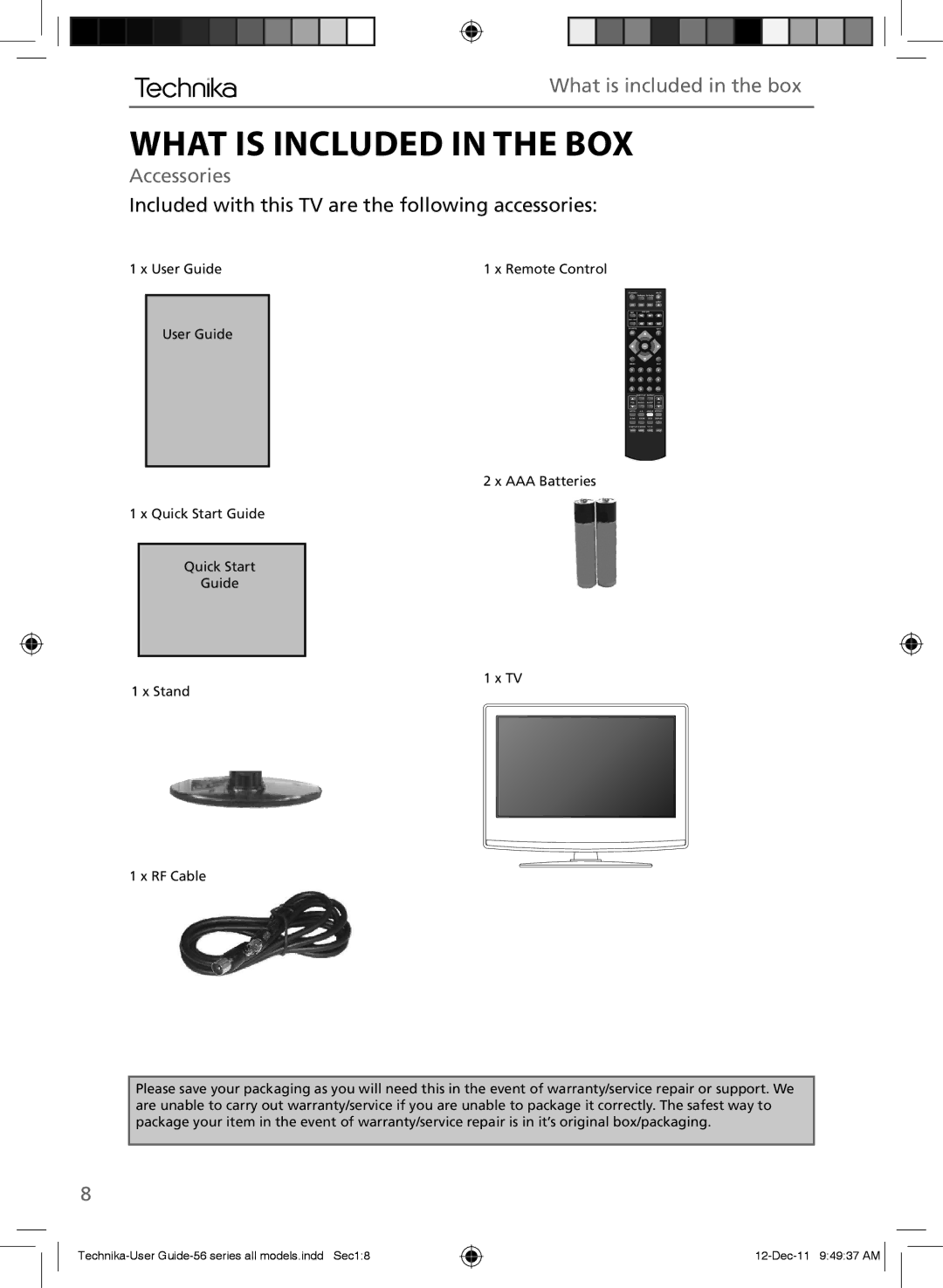 Technika LCD 32-56D, LCD 32-56L, LCD 26-56D manual What is Included in the BOX, What is included in the box, Accessories 