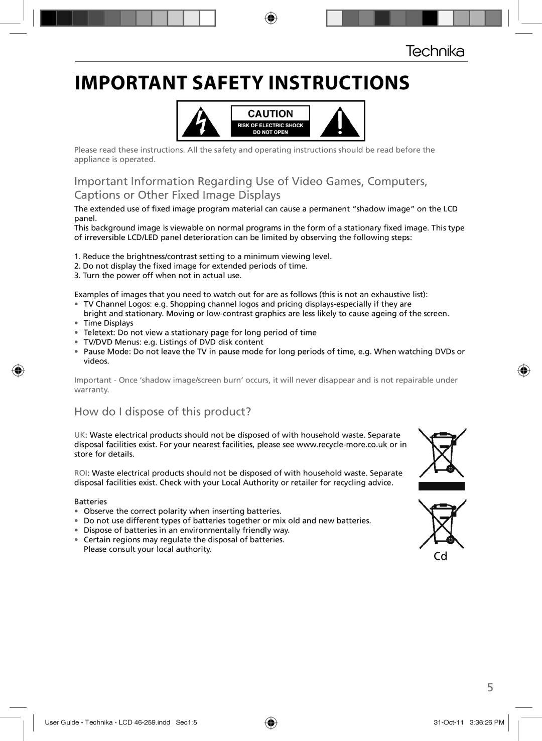 Technika LCD 46-259 manual How do I dispose of this product? 