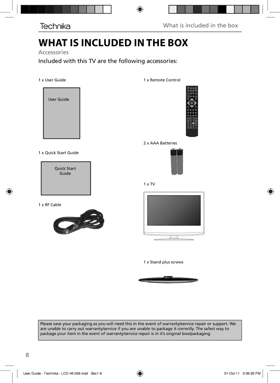 Technika LCD 46-259 manual What is Included in the BOX, What is included in the box, Accessories 