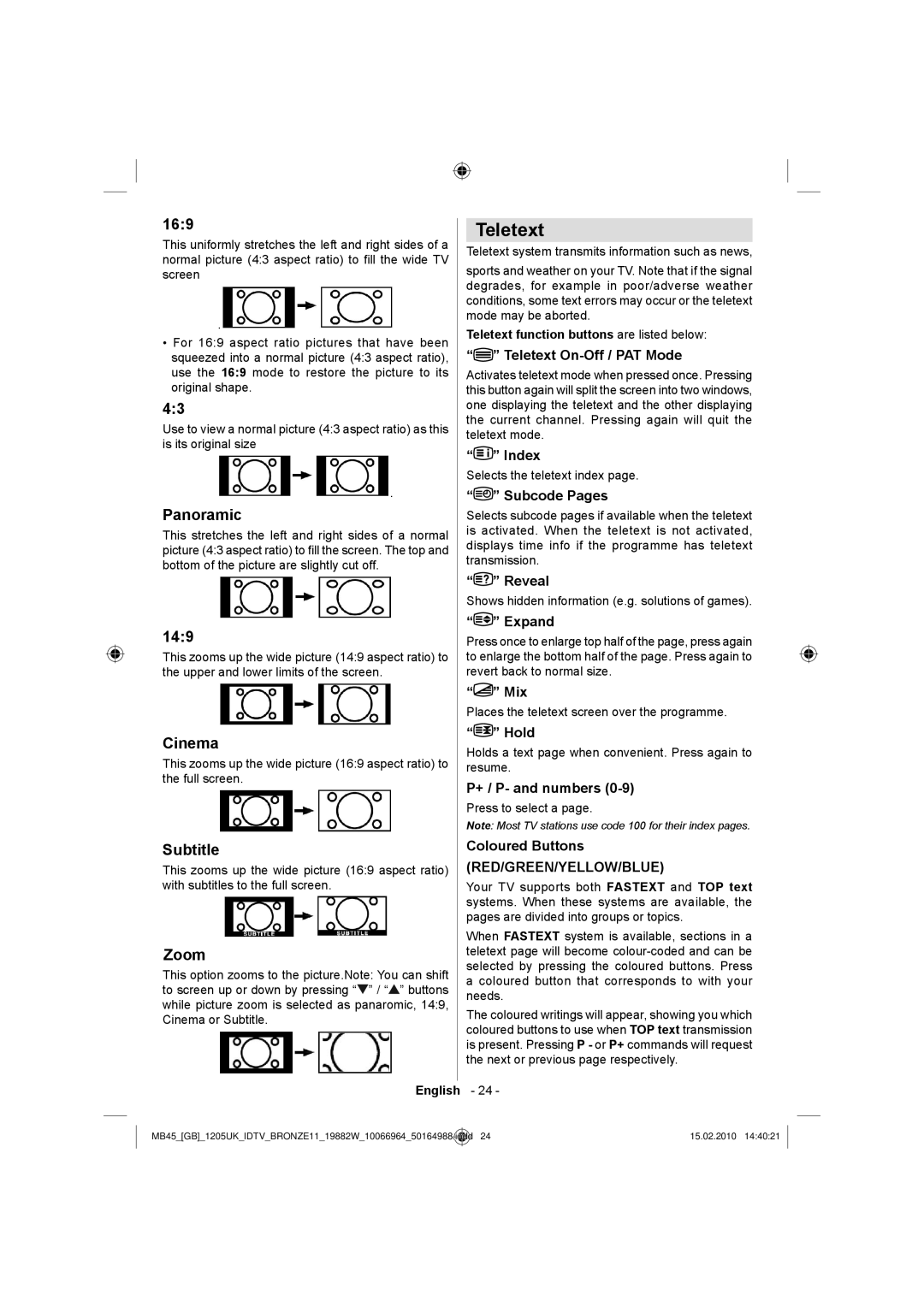 Technika LCD19-919 manual Teletext 