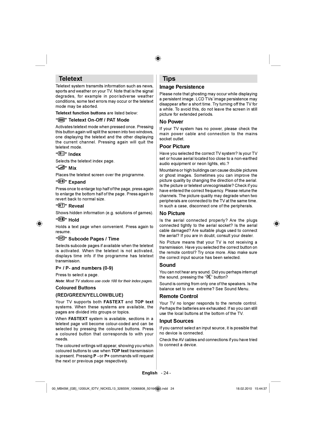 Technika LCD32-209X operating instructions Teletext, Tips 