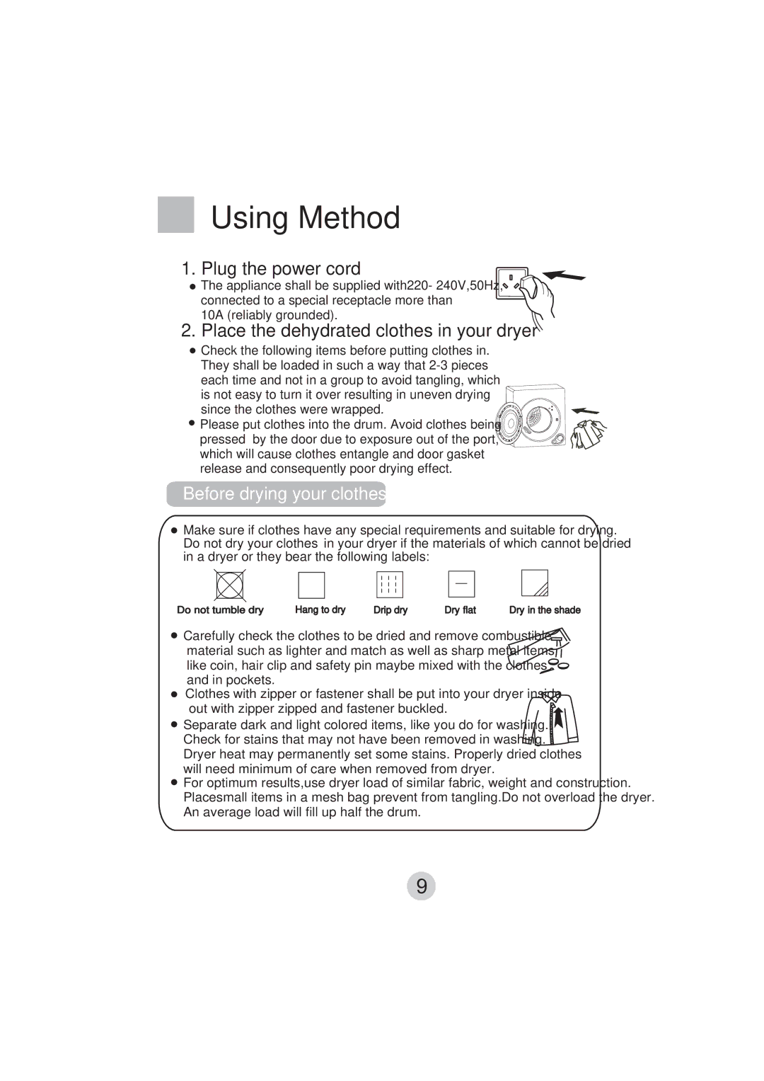 Technika T50DM manual Using Method, Plug the power cord 